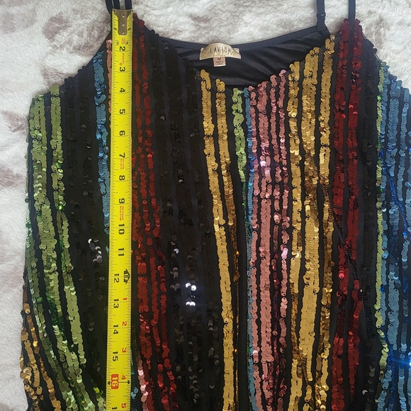 Lavish Sequin Striped Top. Size M - Picture 6 of 10